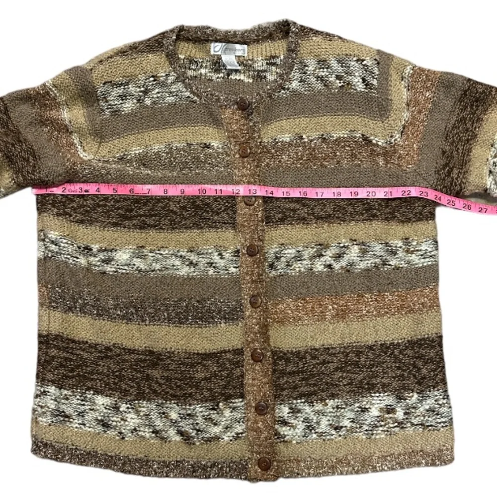 NEW Dress Barn Woman Striped Button Down Sweater With Shoulder Pads Size 14/16
